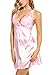 Avidlove Women Lace Babydoll Lingerie Satin Chemise Nightgown V Neck Sleepwear Nighty (Pink, Small)