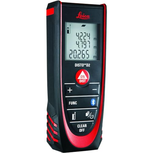 Leica DISTO D2 – funktioneller Laser Entfernungsmesser mit Bluetooth (App-Nutzung) für Distanz-, Flächen- und Volumenmessungen (Innenbereich & automat