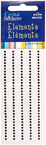 Mark Richards Elements Crystal Stickers 1971 Self-Adhesive 165-Piece Round Rhinestones Crystal Sticker Strips, 2mm, Black