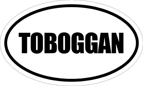 Any and All Graphics Toboggan 6" Printed White Vinyl Oval Euro Style Decal Sticker