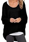 Rjxdlt Women's Baggy Tops Oversized Batwing Sleeve Pullover Casual Loose T Shirts Blouses Knits for Women Black 3XL
