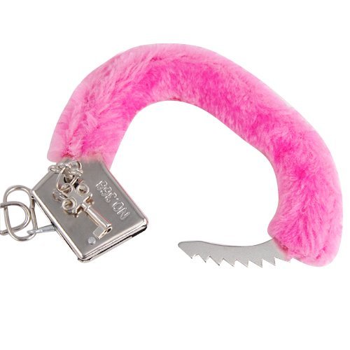 Pink Handcuff Made of Soft Steel Fuzzy Furry with Keys Party Propz