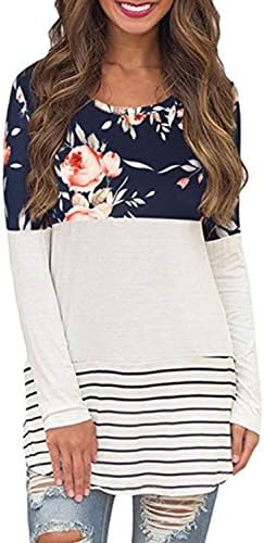 Walant Women's Floral Printed Long Sleeve Criss Cross V-Neck Casual Tops T-Shirt