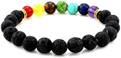 Pooja Gems 8 mm 7 Chakra Multi Colour Natural Agate Stone Bracelet