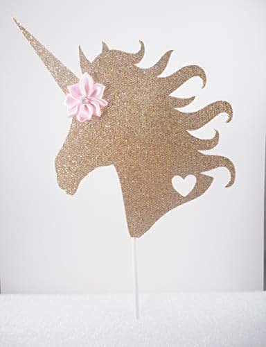 Amazon.com: Gold Glitter Unicorn Head Cake Topper: Handmade