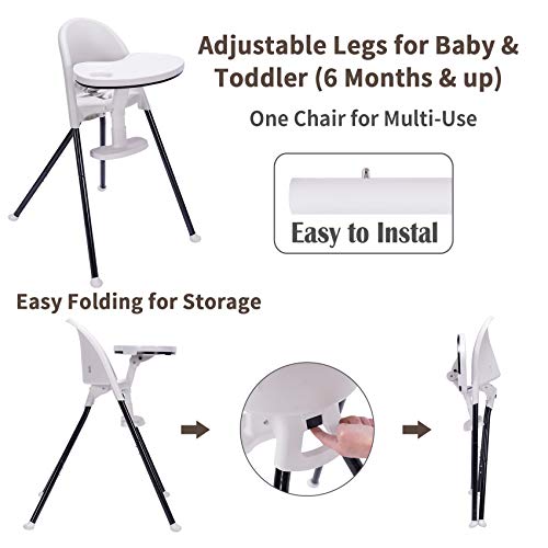 HANMM High Chair Folding,One Click fold,Save Space, Detachable Double