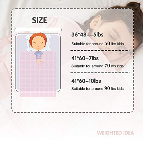 Weighted Idea Weighted Blanket for Kids 5 lbs | 36" x 48" | Cotton | Pink Animal | for Kids and Teens