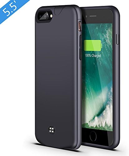 iPhone 7 Plus 8 Plus Battery Case,Support Headphone,Lsmila 4200mAh Ultra Slim Extended Charging Case for iPhone 7Plus 8Plus(5.5’) Battery Charger Case Battery Pack w/Lightning Port,Double Battery-Gray
