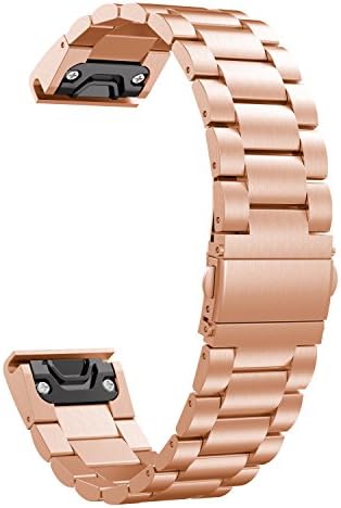 Watch Strap for Garmin Fenix 5, BTChoice Quick Install Stainless Steel 22mm Replacement Band Wrist Watch Strap for Garmin Fenix 5 Multisport GPS Watch (Rose Gold)
