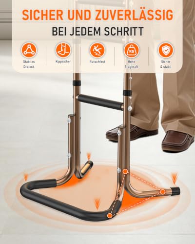 Standing Aid for Seniors, Height-Adjustable Walking Aid and Standing Aid, Ergonomic Handles for Comfortable Standing from Bed, Sofa and Toilet, Non-Slip U-Base for Secure Standing, for Disabled People