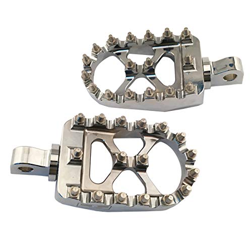 Goldfire Offroad Wide Motorcycle Fat Foot Pegs Pedals, 360° Roating Foot Pedals Footpegs Rests Suit for Harley Davidson Dyna Sportster Bobber (Chrome)