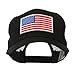 6 Panel Mesh American Flag White Patch Cap - Black OSFM
