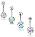 REVOLIA 4Pcs 14G Stainless Steel Belly Button Rings for Women Navel Rings CZ Body Piercing AB