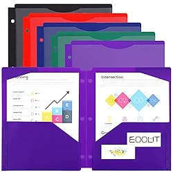 EOOUT 5pcs Folders with Pockets 3 Hole Punched