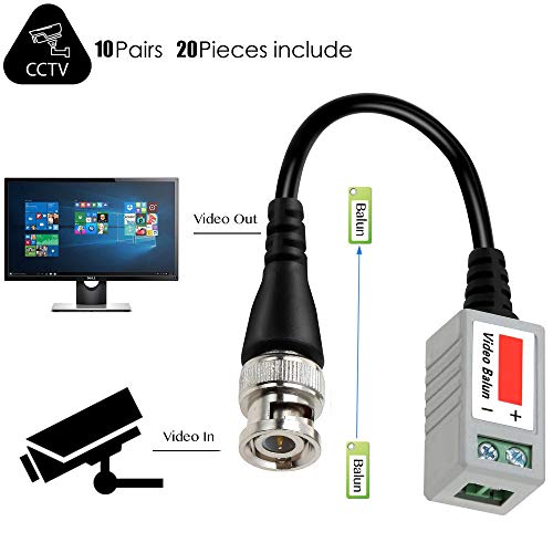 BNC Video Balun Transceiver Cable,Sageme Passive HD CVI/AHD/TVI Signal Transceivers 720P/1080P Single Channel for BNC Male Cable via CAT5/5E/6 Twisted Pair Transmitter for CCTV (4 Pairs /8 PCS)
