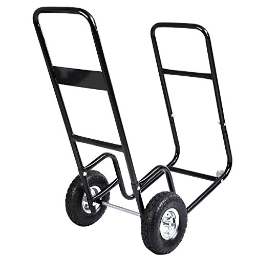 totoshop Firewood Carrier Wood Mover Hauler Fire Rack Caddy Cart Dolly Rolling