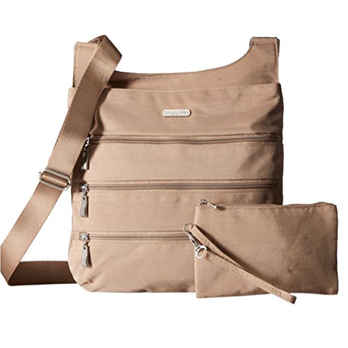 Baggallini Multi Pocket Triple Zip Crossbody for Women - Highly Functional and Organizational Design - Durable and Convenient for Travel, Sightseeing, or Shopping - Great Utility Purse (Beach)