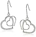 Amazon Collection Sterling Silver Cubic Zirconia Double Open Heart Drop Earrings