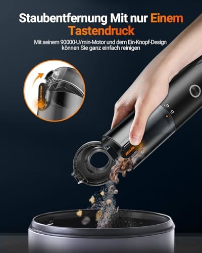 Handstaubsauger Akku,29000PA 4-in-1 Mini Kabellos Auto staubsauger stark One-Touch Staubentleerung, Bürstenloser Motor, Auto Staubsauger Stark für den Auto,Küche,PC, Sofa, Büro
