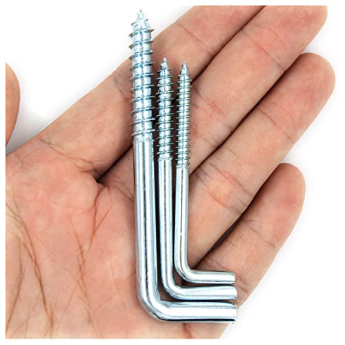 Alloygold 35 Pieces 3 Sizes Screw in Large Square Bend Hook kit, Galvanized Square Bend Hook self Tapping Screw Hook for Home/Workplace/Office, Heavy Load Bearing