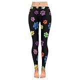 InterestPrint Custom colorful PAW Dog Stretchy Capri Leggings Skinny Pants For Yoga Running Pilates Gym(2XS-5XL)