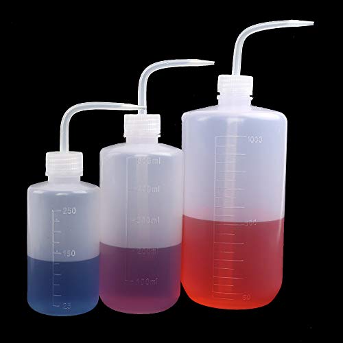 SUPERLELE 6pcs LDPE Safety Wash Bottle, 250ml 500ml 1000ml Plastic Squeeze Tattoo Bottle Medical Squirt Wash Bottle