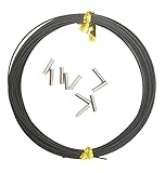 Black Fishing line Wire Leader Vinyl Coated Stainless Steel Trace Lures Leader Wire 10 Meter 5LB-150LB Select,with 10pcs Crimps Sleeves
