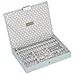 STACKERS ‘CLASSIC SIZE’ Duck Egg Blue Lidded STACKER Jewelry Box with Gray Polka-Dot Lining.