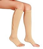 2 Pairs Open Toe Knee Length Zipper Compression Socks 15-20 mmHg Support 3 Size