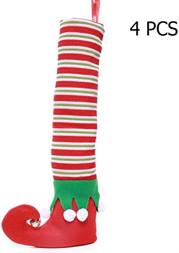 VALORCIELO Christmas Chair Legs Covers Elf Stockings Santa Claus Clothing Flannelette Christmas Decoration for Home,set of 4 or 8 (Set of 4)