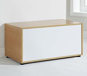 Excelente y multifuncional, de madera de haya blanco y otomana