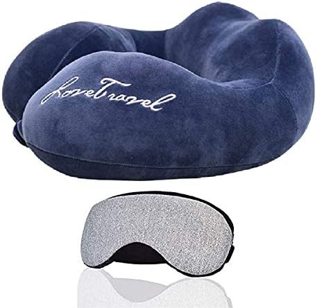 Trajectory 2 in1 Neck Pillow Combo: Ergonomic Rear End Design Fibre Travel Pillow with Sleeping Eye Mask