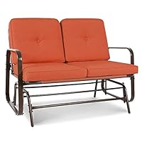 YU YUSING Patio Glider Loveseat with Cushion, Outdoor Swing Rocking Chair Garden Seating for 2 Persons