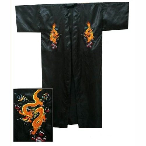 men's embroidered silk robe