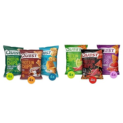 Quest Nutrition Protein Chips Variety Pack, (BBQ, Cheddar & Sour Cream