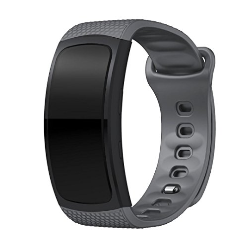Lisin Soft Silicone Replacement Band Sport Strap For Samsung Gear Fit2 Pro Fitness (Gray)