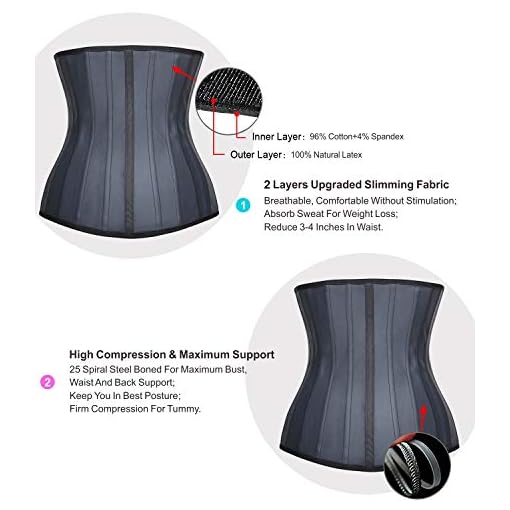 YIANNA Waist Trainer for Women Latex Underbust Waist Cincher Corset Sport Girdle Hourglass Body Shaper - Image 7