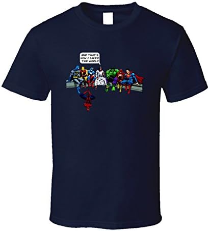 Cool and That's How I Saved The World Jesus Super Heros Dc Marvel T Shirt M Navy