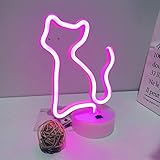 DANIDEER Led Neon Sign Art Decorative Lights Table Decoration Neon Lamp with Base for Kids boy and Girl Bedroom Unique Gift for Any Occasion (Cat with Base)
