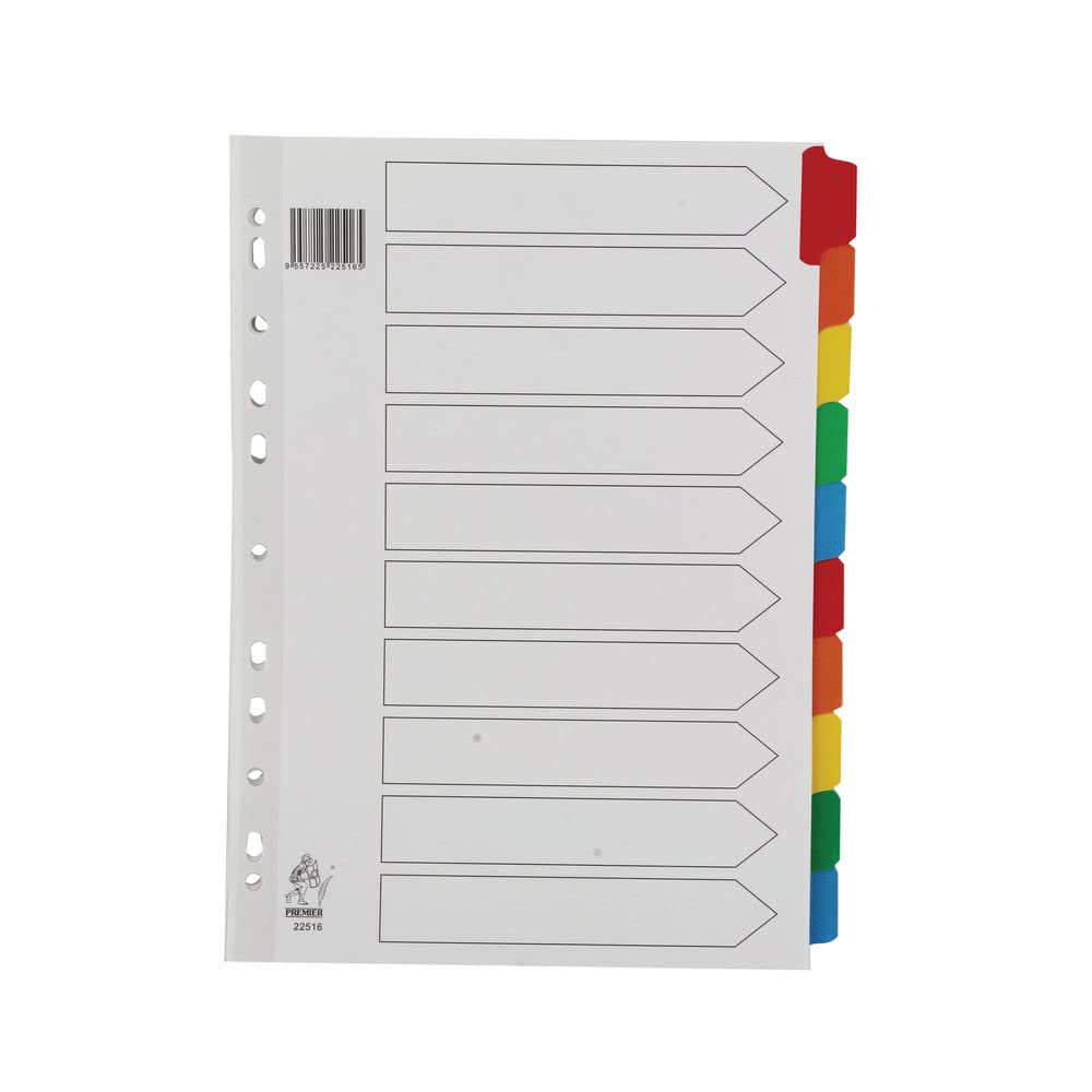 Rexel Mylar A4 Dividers 10 Part - Assorted Colours