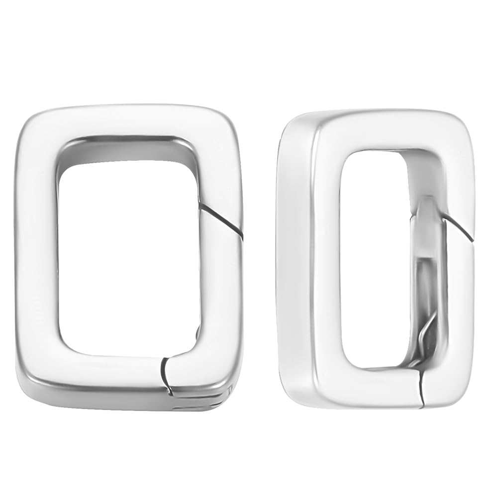 Beebeecraft 1 Box 2Pcs Jewelry Spring Clips 925 Sterling Silver Gate Rings Rectangle Carabiner Clasp Keyring Snap Hook Buckle for Jewelry Making Supplies Necklace Bracelet DIY Crafts