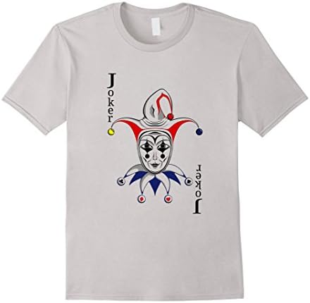 Men's Joker Playing Card T-Shirt Large Silver