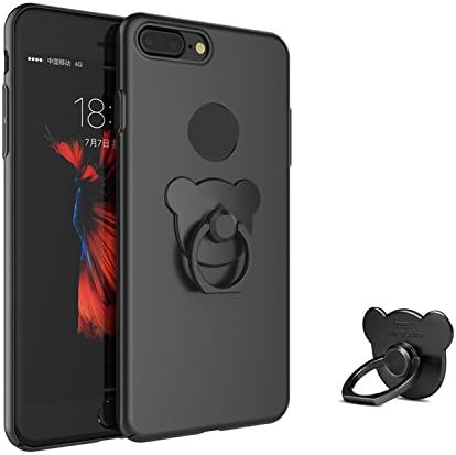 iPhone 7 Plus Case, B1ST Bear Kickstand Ultra Thin Hard PC Case Battery Cover Scratch Resistant Shockproof Back with 360 Degree Rotating Ring Grip Kickstand Holder for Apple iPhone 7 Plus(Black)