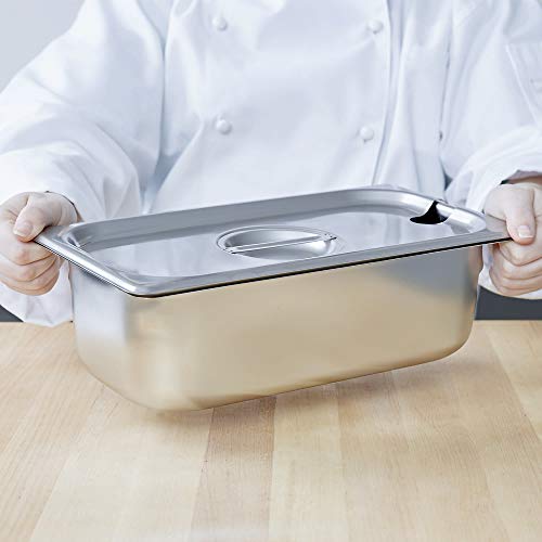 image for 1/3 Size Stainless Steel Slotted Steam Table Pan Cover, Kitma Pan Lids
