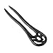 FINGER LOVE Handmade Carved Wood 2-Prong Vintage Style Hair Stick Double01 (Black Ebony)