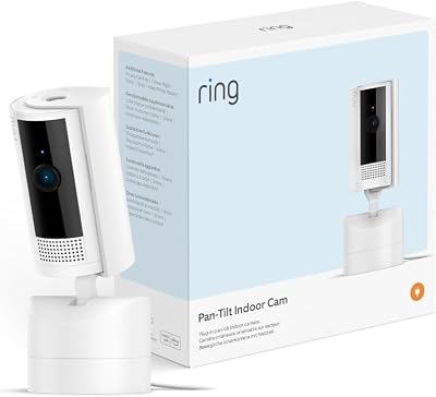 Caméra intérieure orientable Ring (Pan-Tilt Indoor Camera) | Caméra de surveillance des animaux, à prise, orientable à 360° et inclinable à 169° | Essai Ring Protect gratuit 30 jours