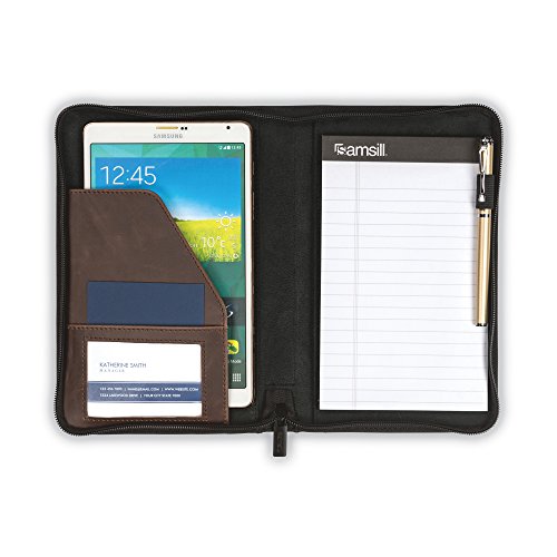 Samsill Small Vintage Portfolio/Zipper Faux Leather Portfolio, Book