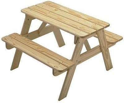 Best Kids Wooden Play Picnic Table- Solid Wood Sanded Unfinished- Choose Your Favorite Finish Color- Family Project- 200 Pound Capacity Seating For 4-6 Young Ones- Sturdy Easy Assembly Indoor/Outdoor