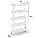 Rackaphile 5-Tier Slim Slide Out Storage Tower Rack Mesh Rolling Organization Serving Cart Shelf for Narrow Spaces Roller, White (5-Tier)