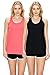 EttelLut - Women's Loose Fit Flowy Tank Tops - Cool Relaxed Regular and Plus Size - Ideal for Workout, Yoga, Running, Working Out at The Gym and Lounging Around - 2 pk Black Coral Medium